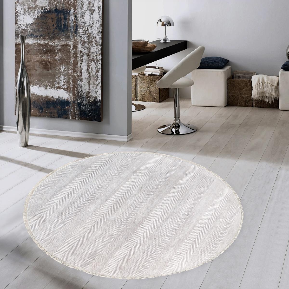 Transitional Hand-Knotted Bamboo Silk & Wool Area Rug