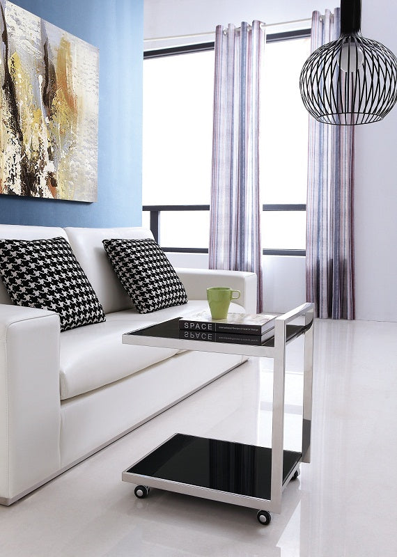 Luxe Glass and Stainless Steel Bar Cart