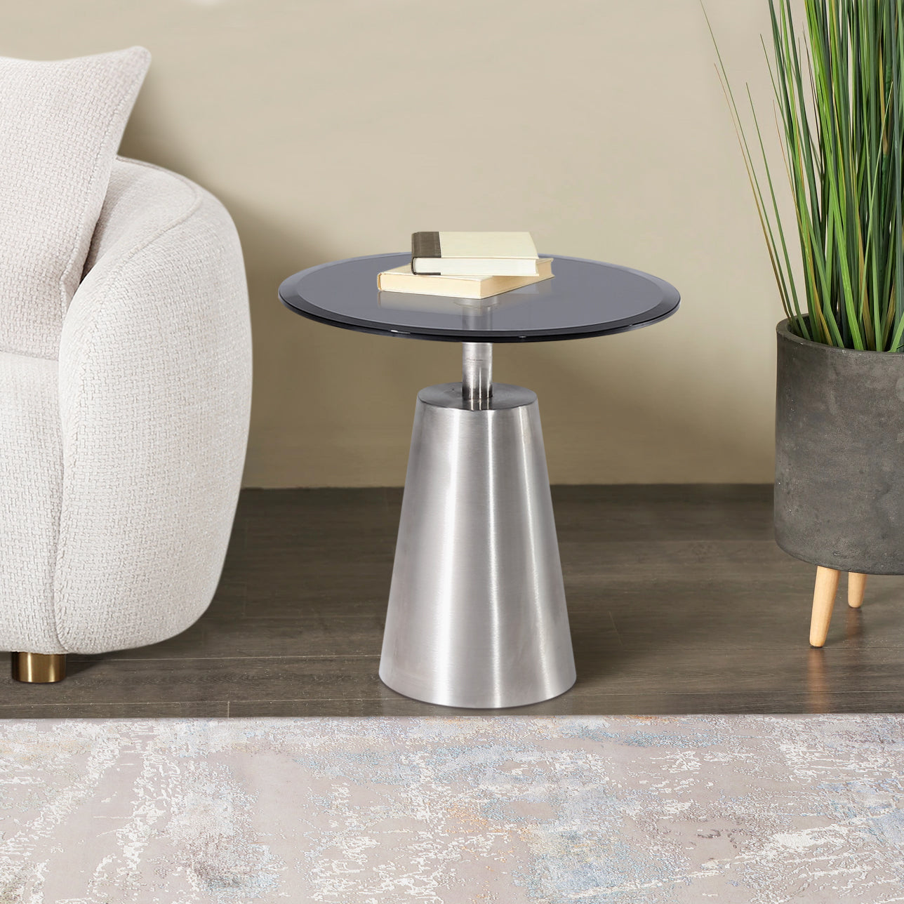 Luxe Glass & Steel End Table