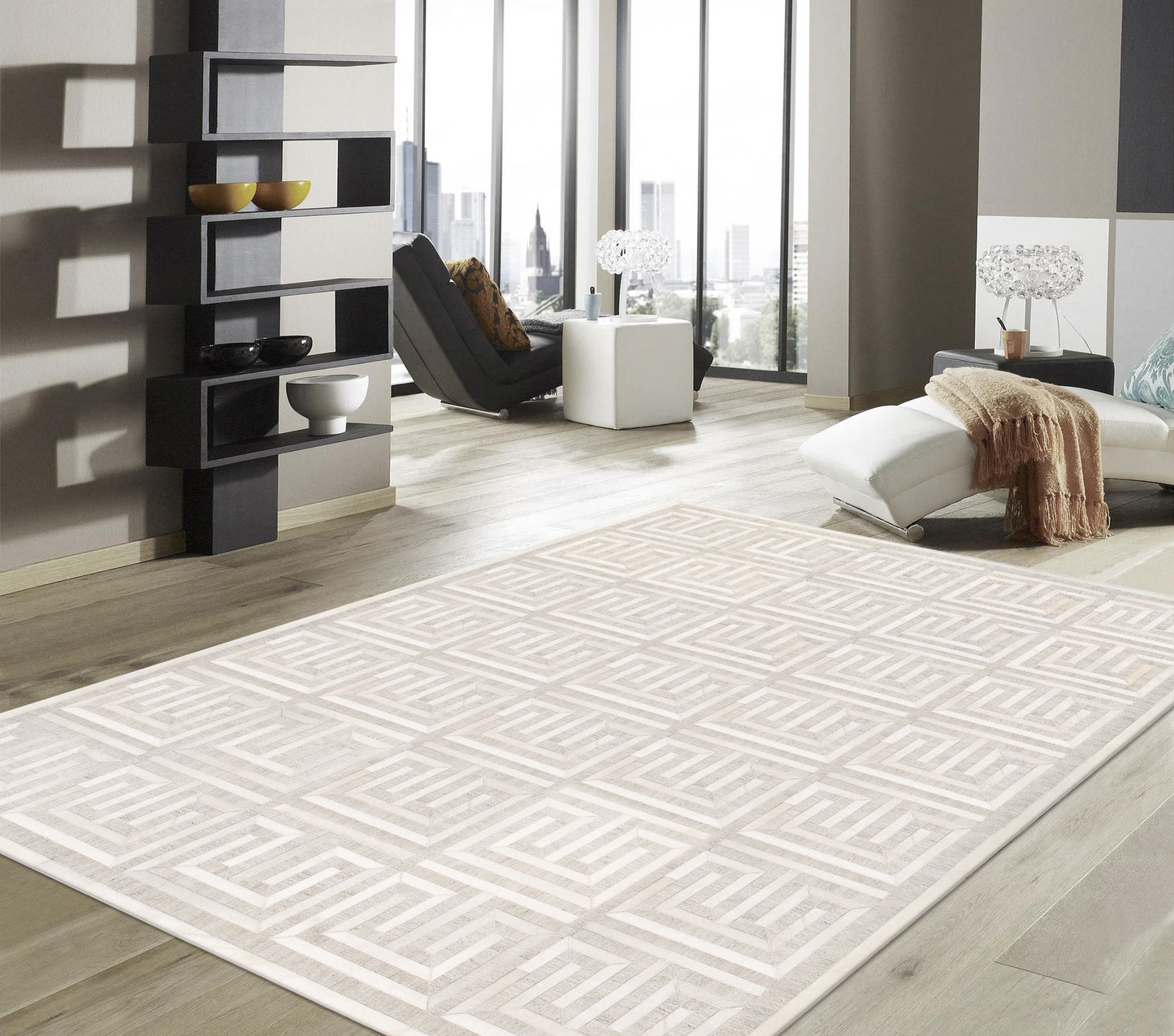Galaxy Geometric Handmade Cowhide Area Rug