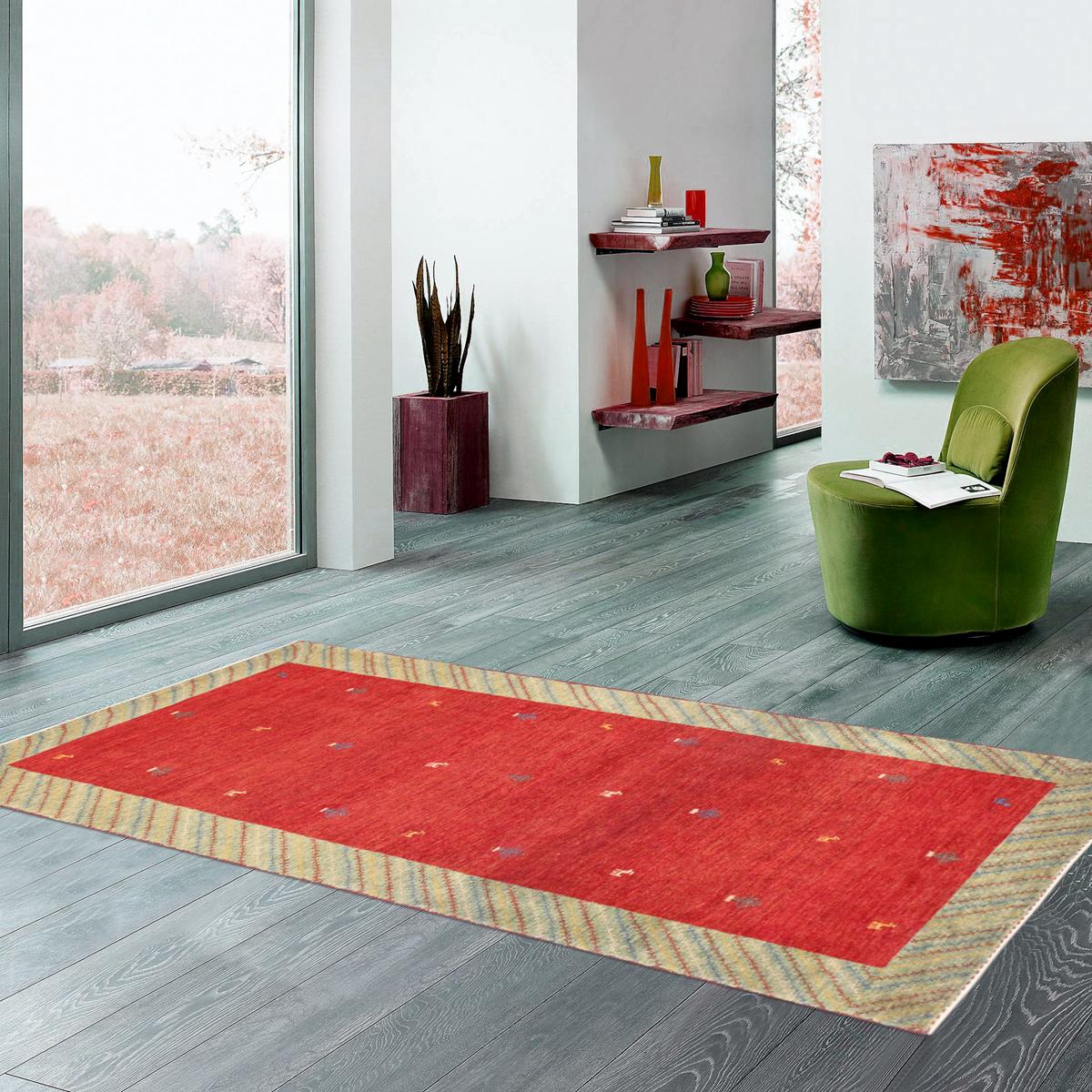 Tribal Hand-Knotted Lamb's Wool Area Rug