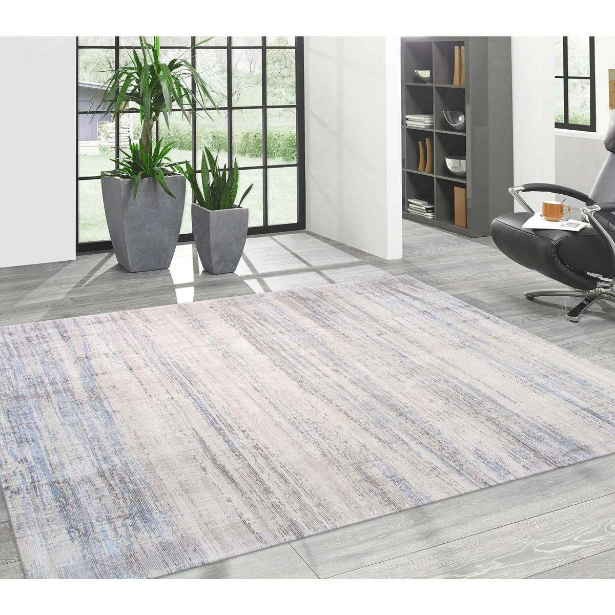 Modern Hand-Loomed Bamboo Silk & Wool Area Rug