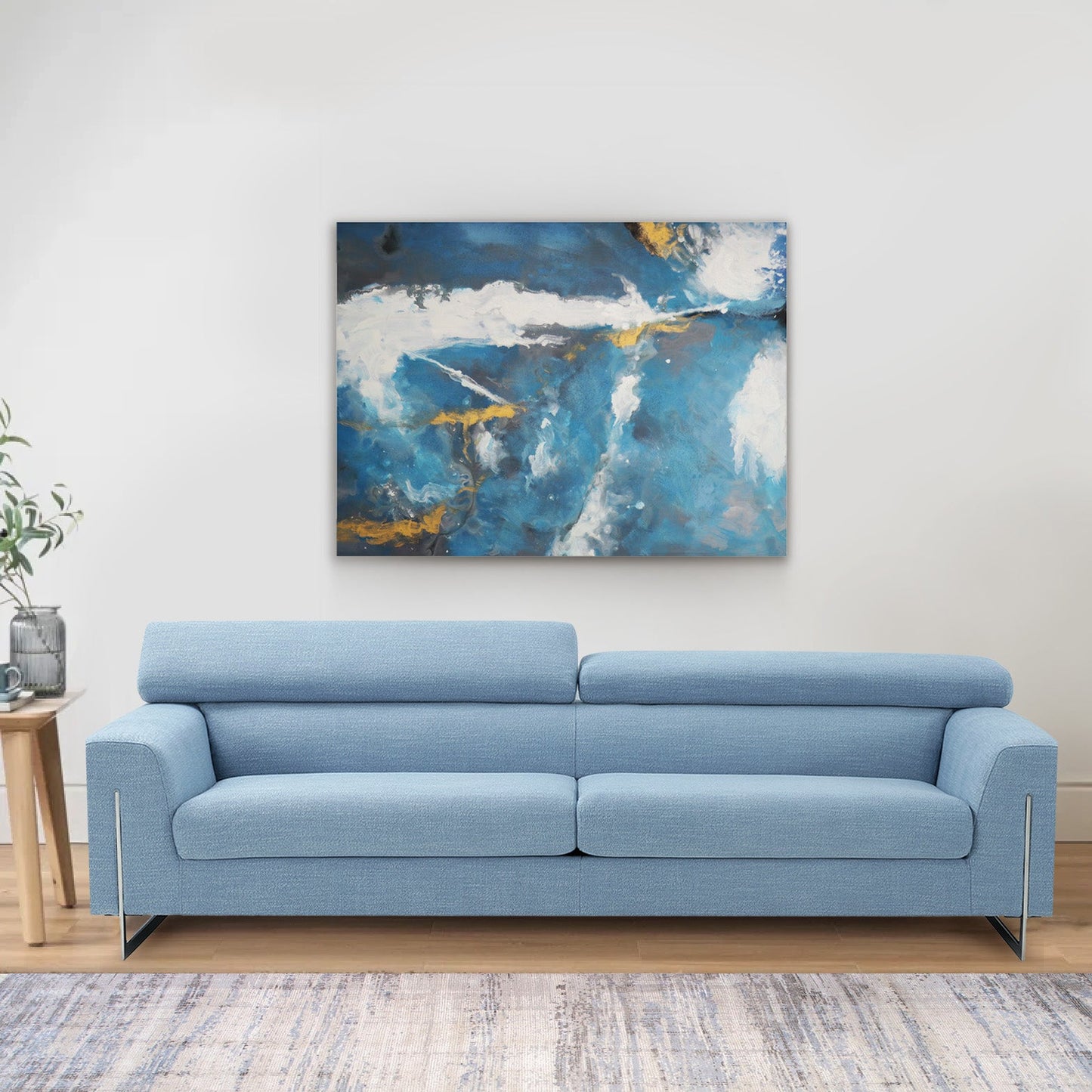 Cerulean — Hand-Painted Blue Abstract Oil Painting on Canvas