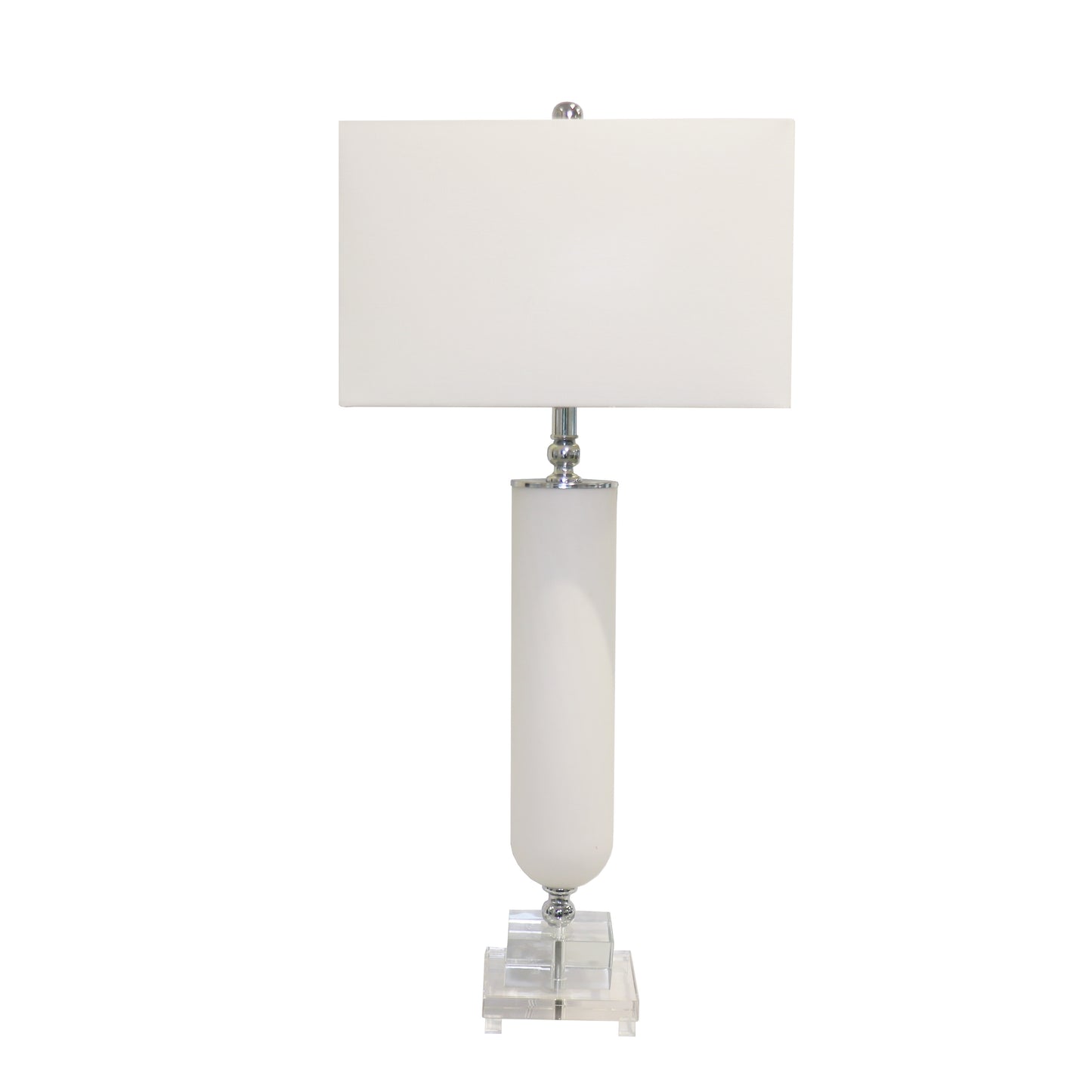 Frosted Glass & Lucite Pedestal Table Lamp