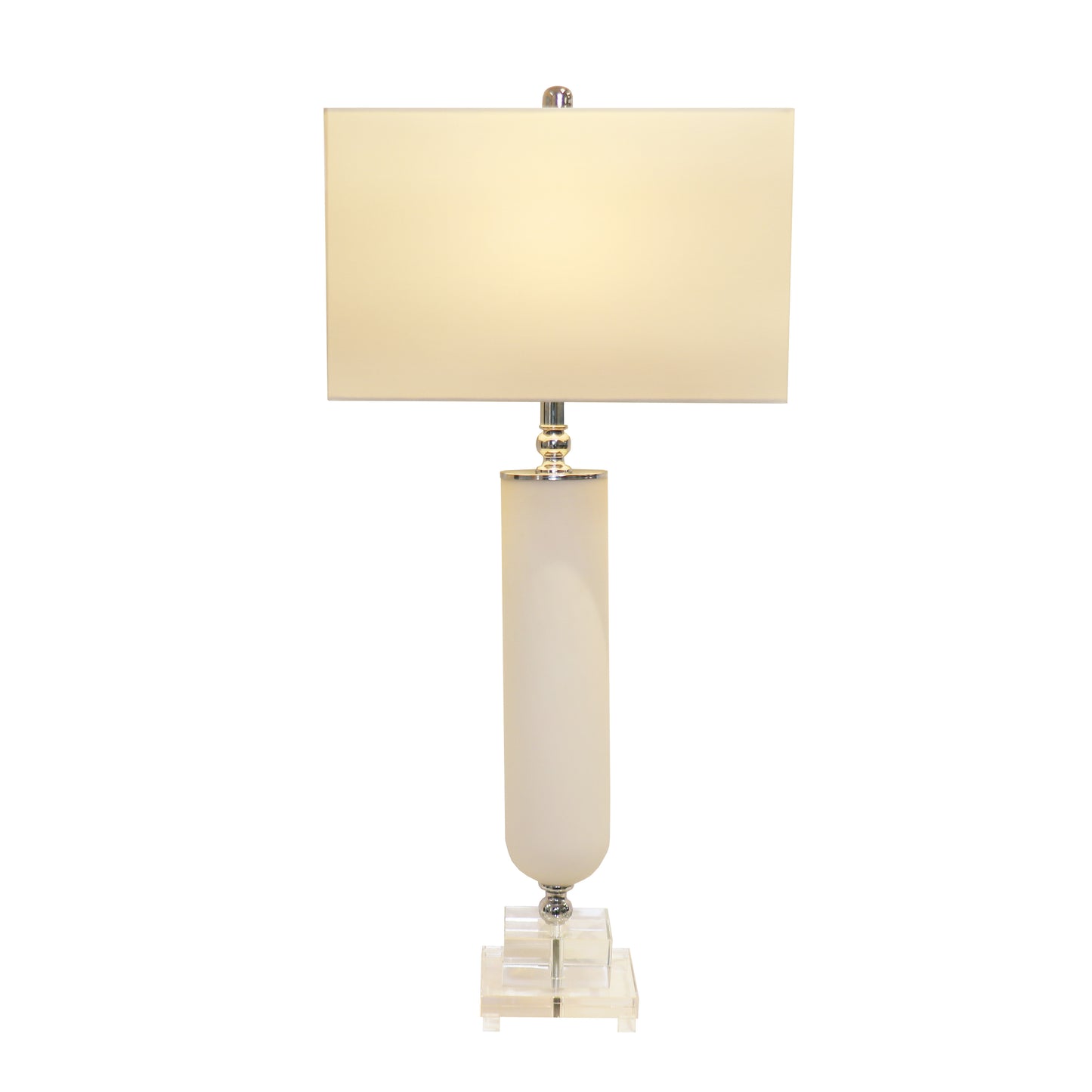 Frosted Glass & Lucite Pedestal Table Lamp