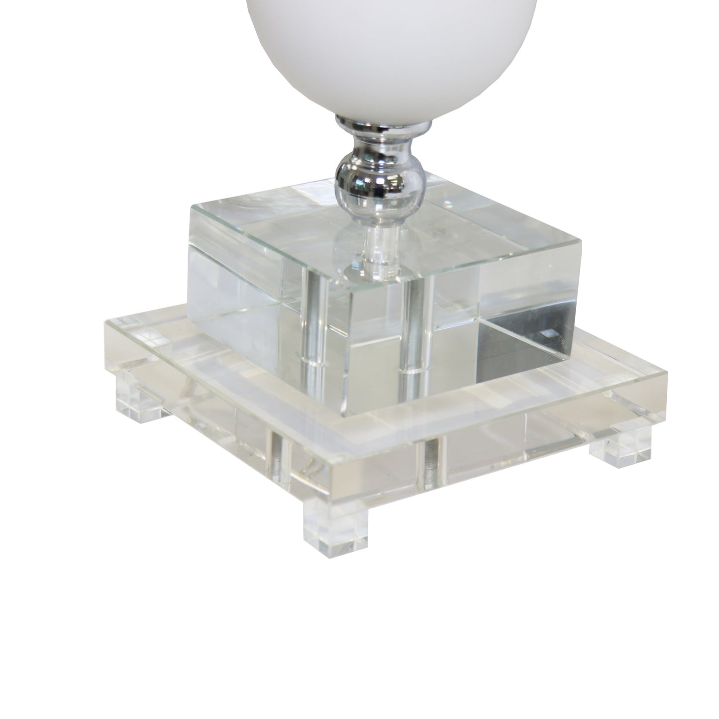 Frosted Glass & Lucite Pedestal Table Lamp