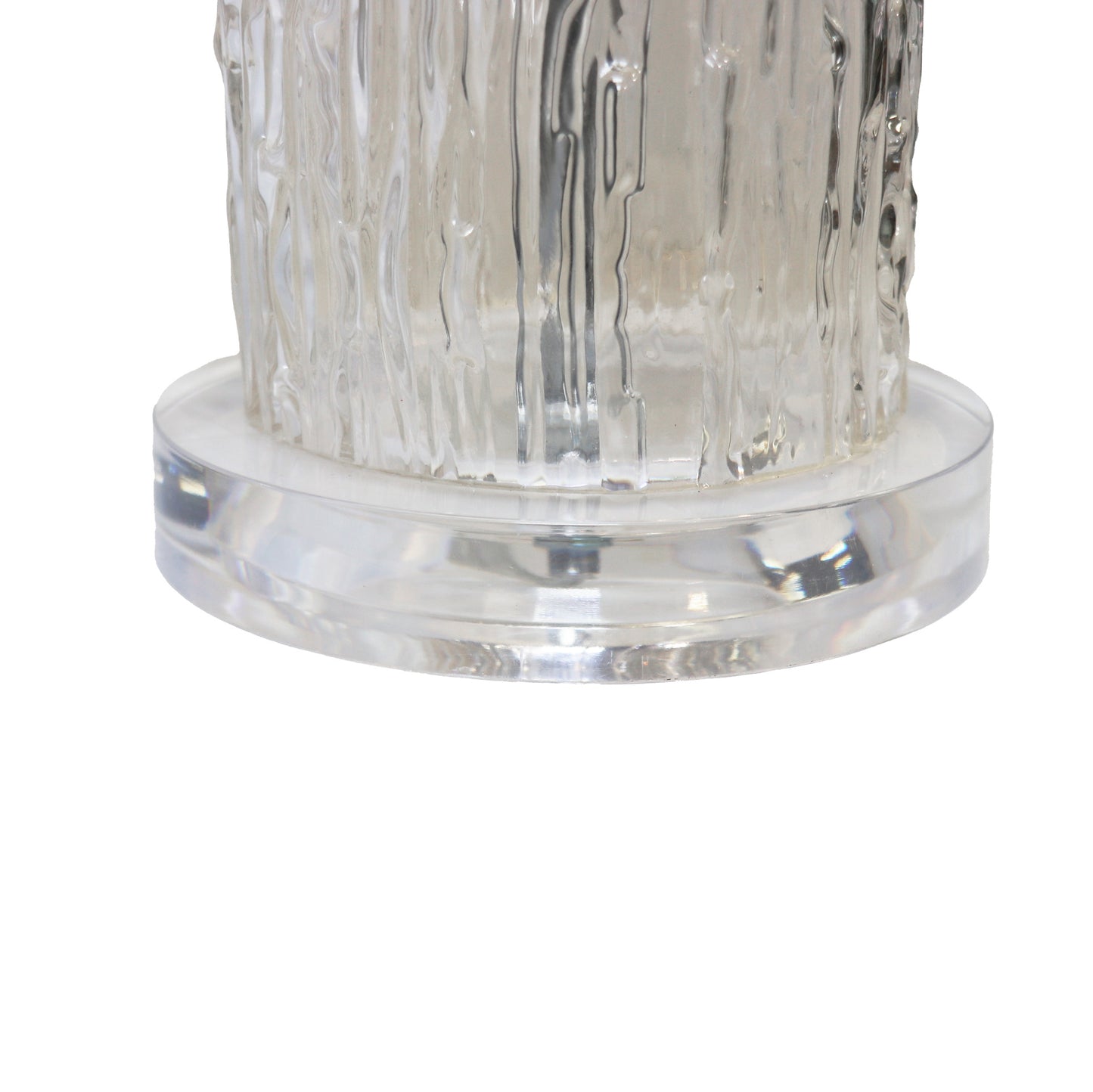 Modern Textured Glass Table Lamp with White Drum Shade