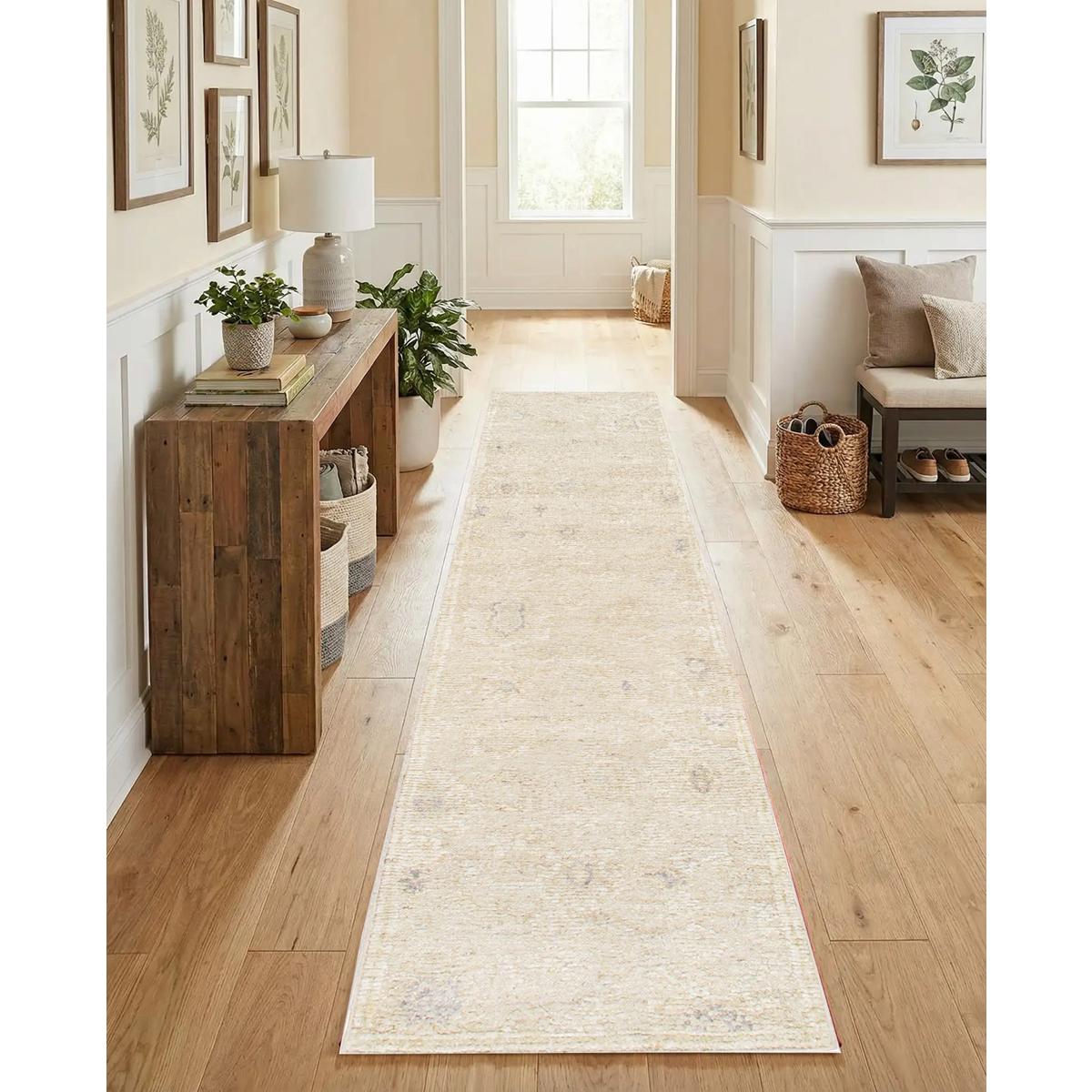 Oushak Hand-Knotted Beige Wool Area Rug
