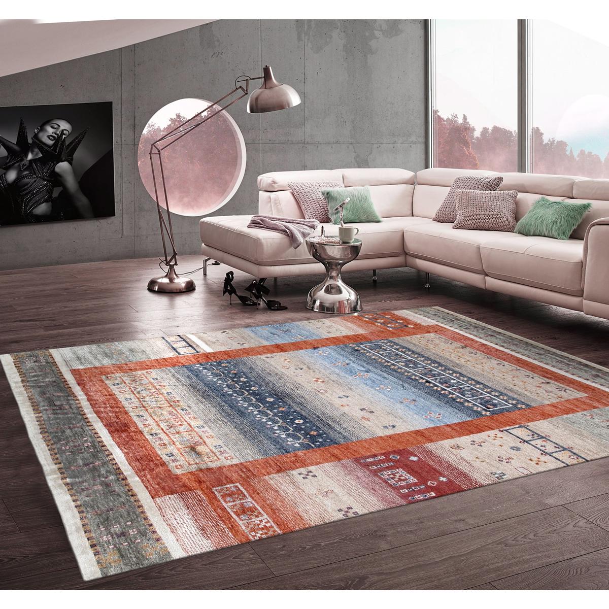 Tribal Hand-Knotted Bamboo Silk Area Rug