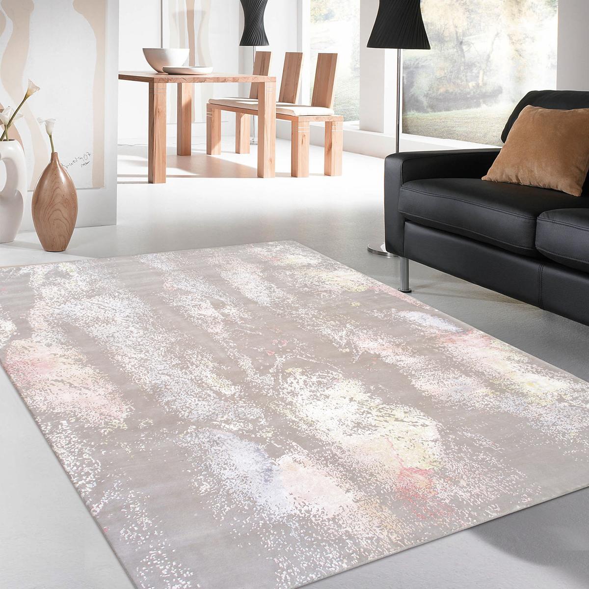 Modern Hand-Knotted Silk & Wool Area Rug