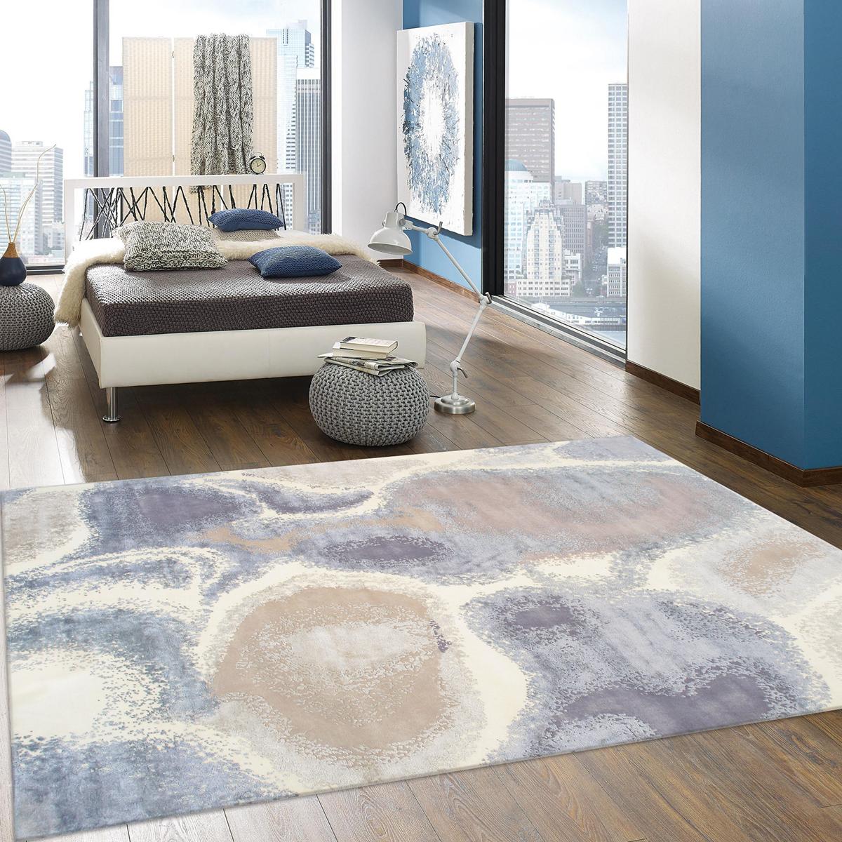 Modern Hand-Knotted Silk & Wool Area Rug