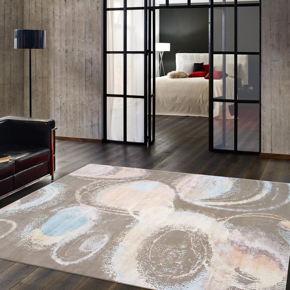 Modern Hand-Knotted Silk & Wool Area Rug