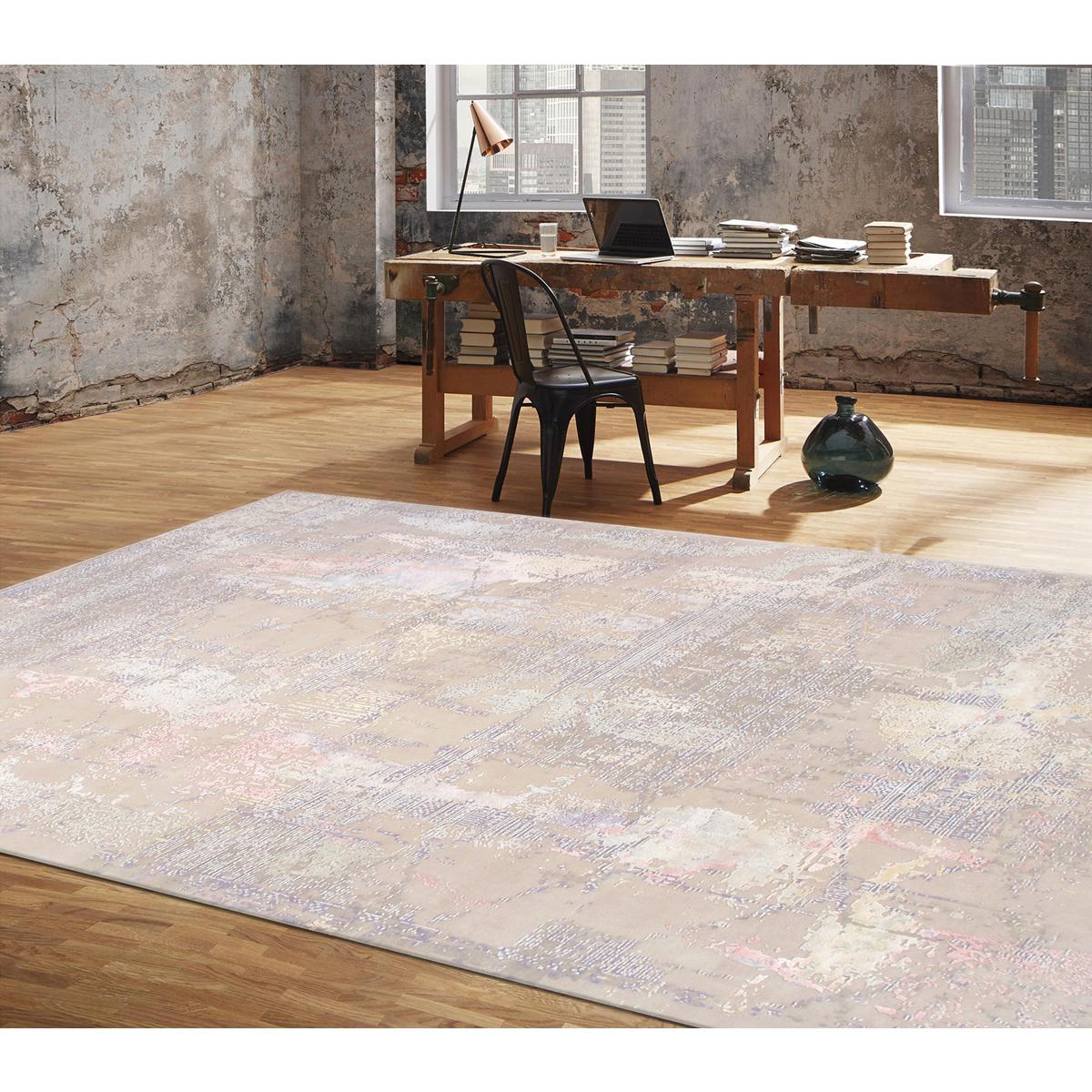 Modern Hand-Knotted Silk & Wool Area Rug