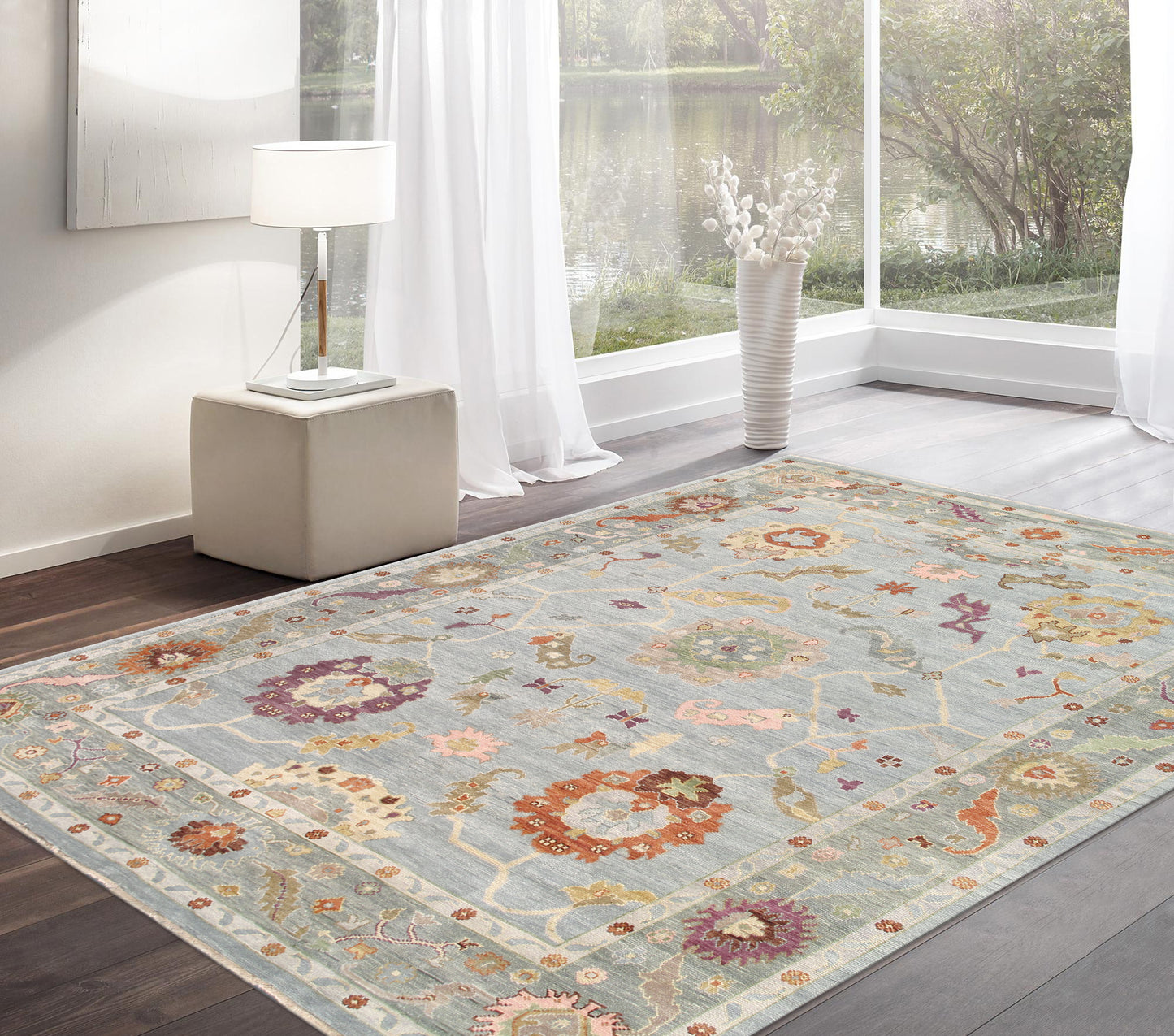 Oushak Hand-Knotted Wool Area Rug