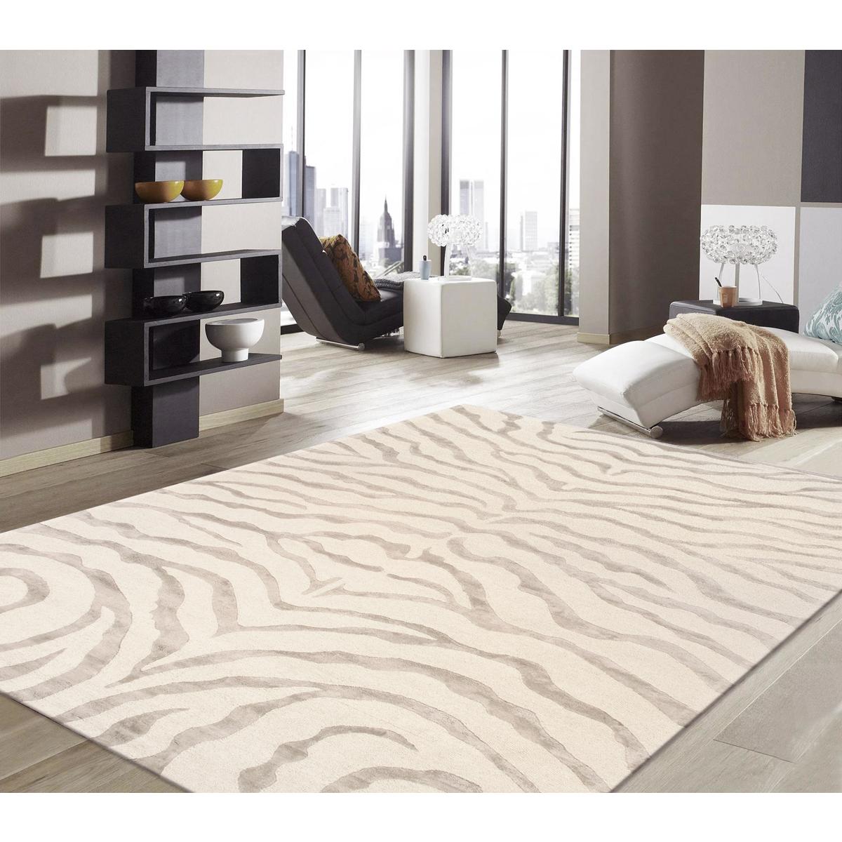 Edgy Hand-Tufted Ivory/Silver Transitional Area Rug