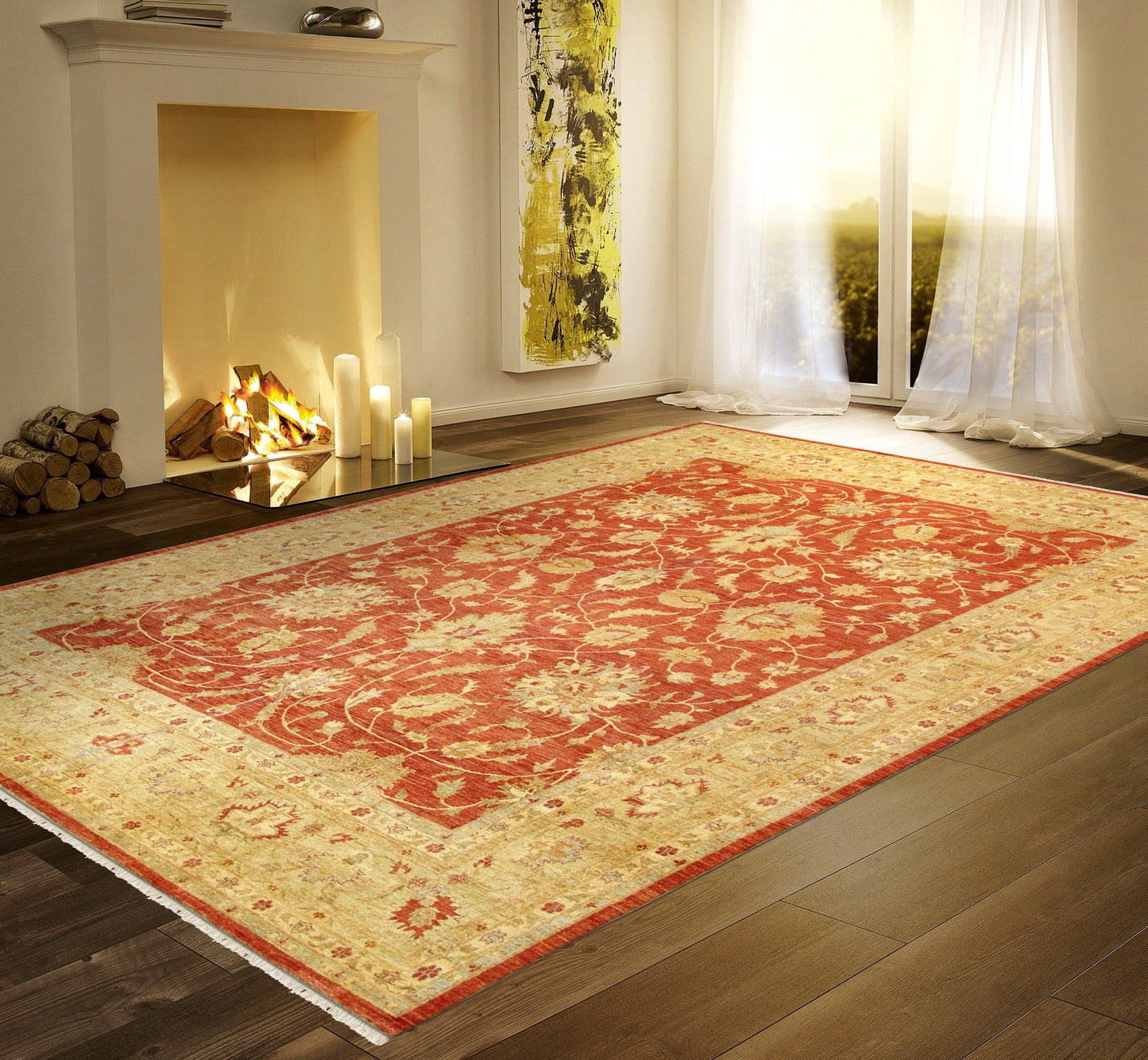 Pasargad Ferehan Collection Hand-Knotted Lamb's Wool Area Rug