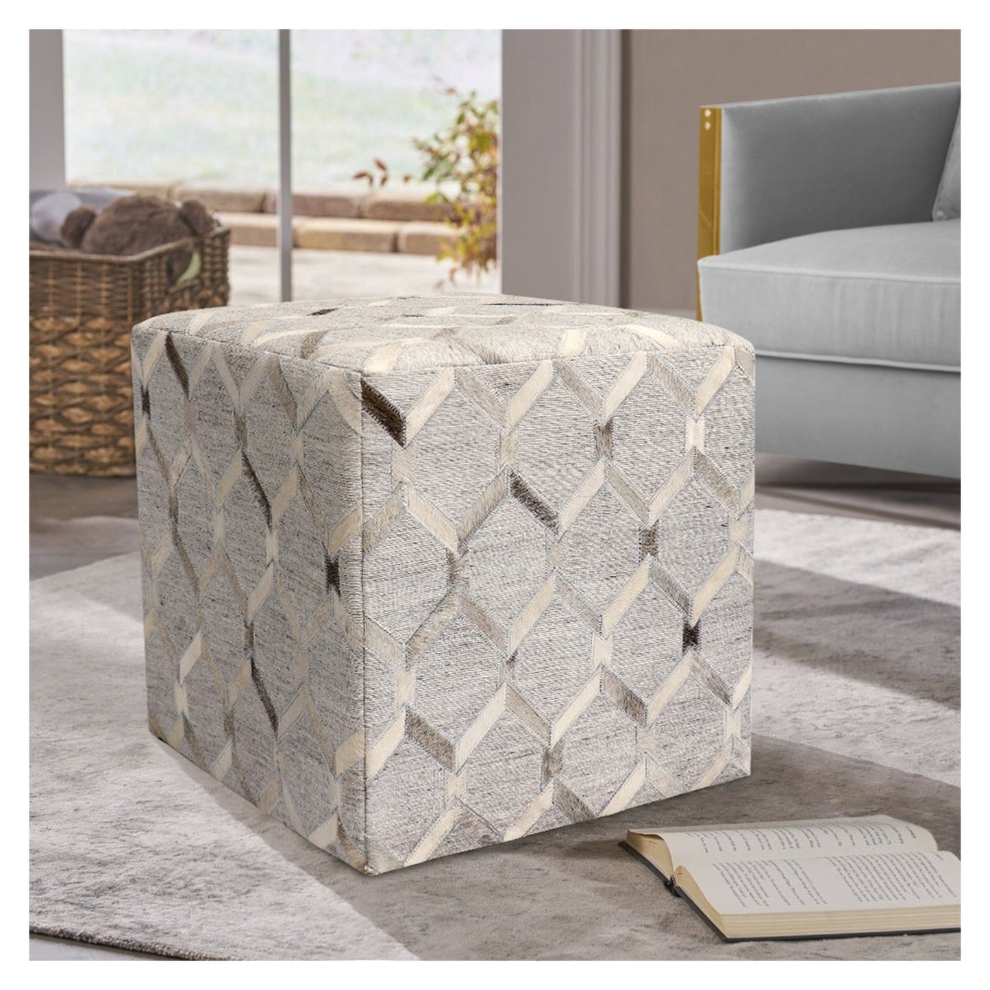Galaxy Cowhide Cube Ottoman