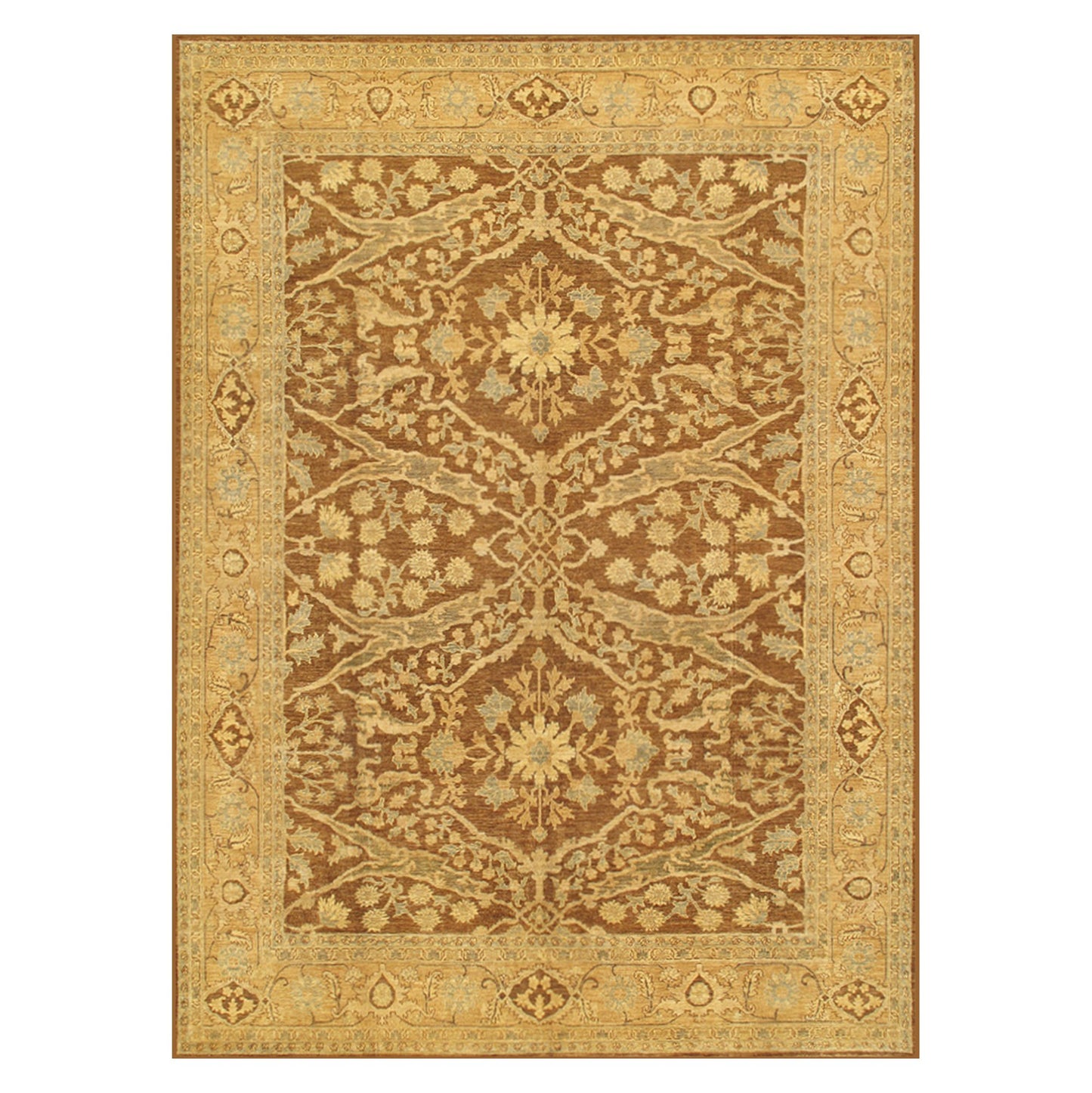 Pasargad Ferehan Hand-Knotted Brown-Gold Wool Rug