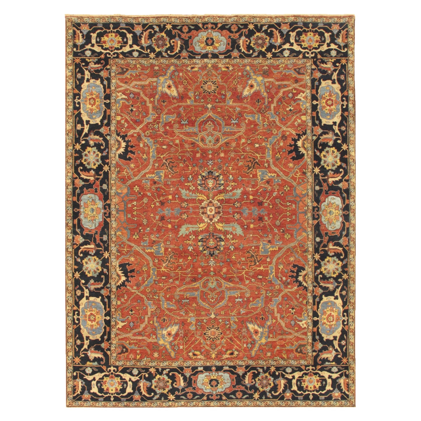 Ferehan Collection Hand-Knotted Rust Lamb's Wool Area Rug