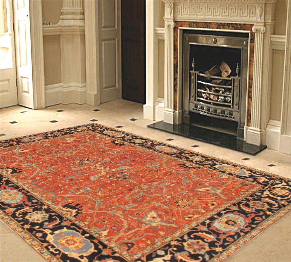 Ferehan Collection Hand-Knotted Rust Lamb's Wool Area Rug