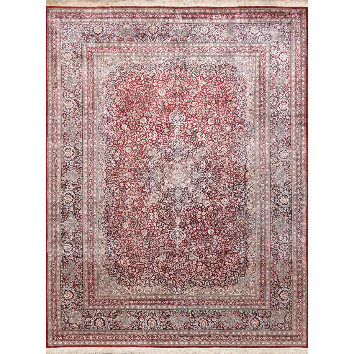Azerbaijan Hand-Knotted Pure Silk Area Rug