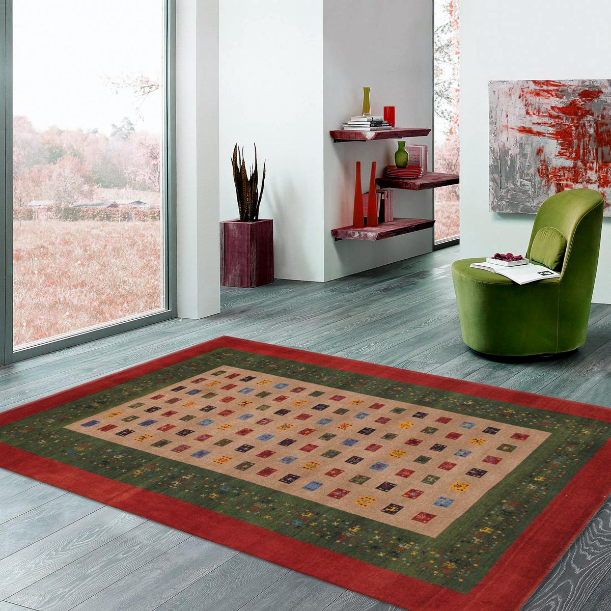 Tribal Hand-Knotted Lamb's Wool Area Rug