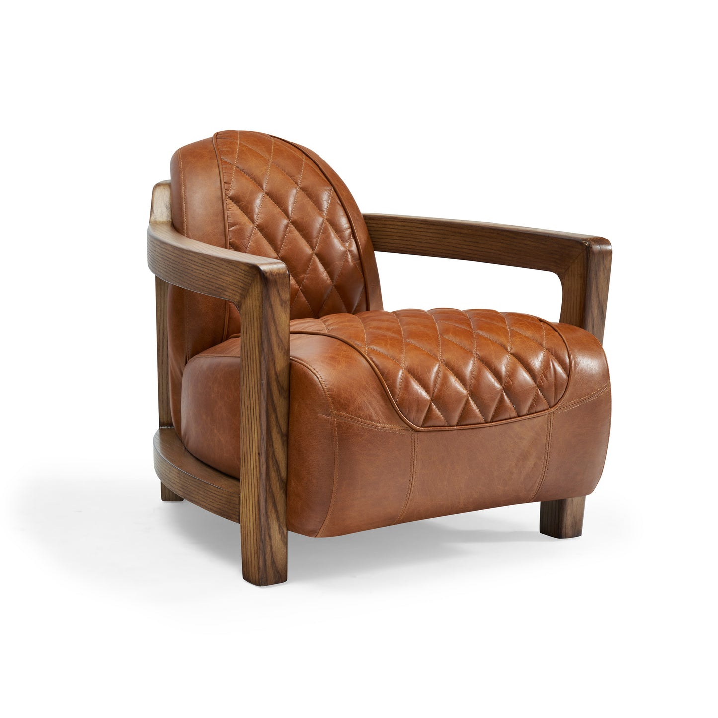 Ethan Leather Lounge Chair, Brown