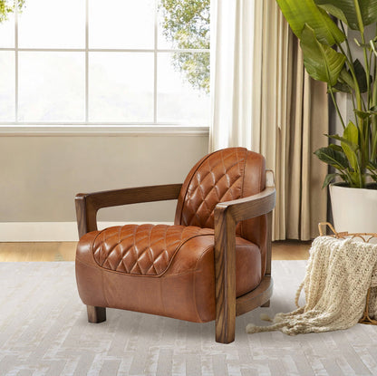 Ethan Leather Lounge Chair, Brown
