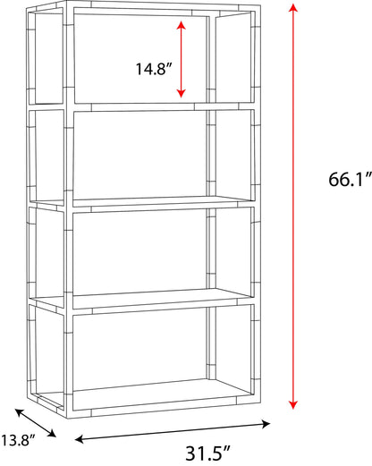 Mira Modern Glass Etagere Bookcase