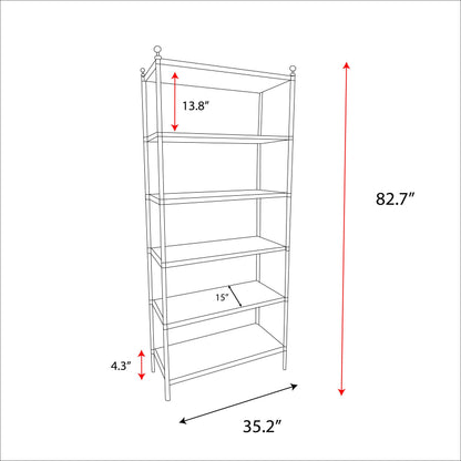 Nuva 5-Tier Stainless Steel Etagere Bookcase