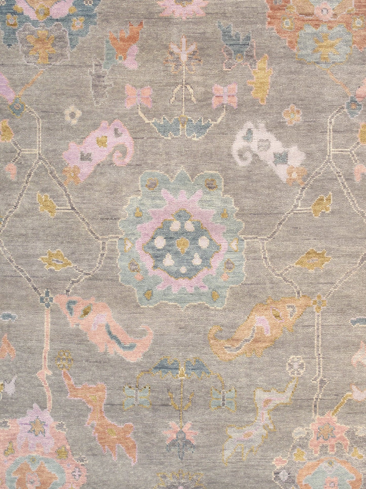 Oushak Hand-Knotted Area Rug, Silver/Grey