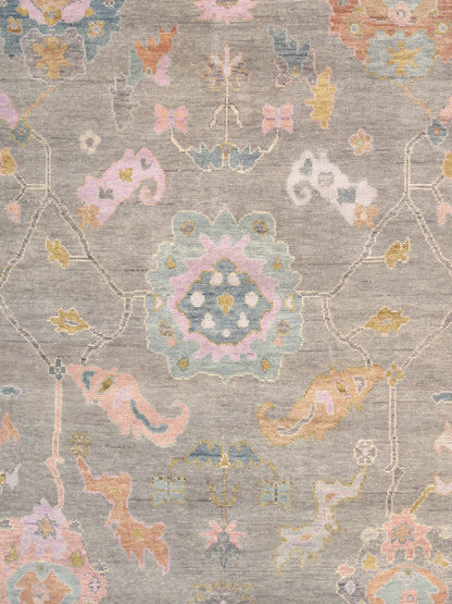 Oushak Hand-Knotted Area Rug, Silver/Grey