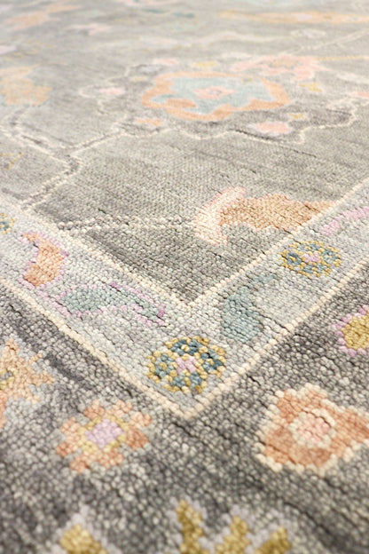 Oushak Hand-Knotted Area Rug, Silver/Grey