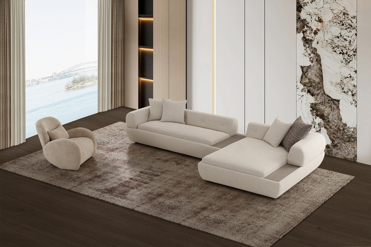 Moderno Beige Accent Chair