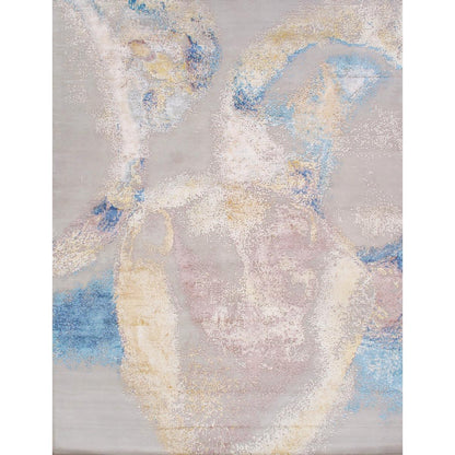 Modern Hand-Knotted Viscose Silk & Wool Area Rug