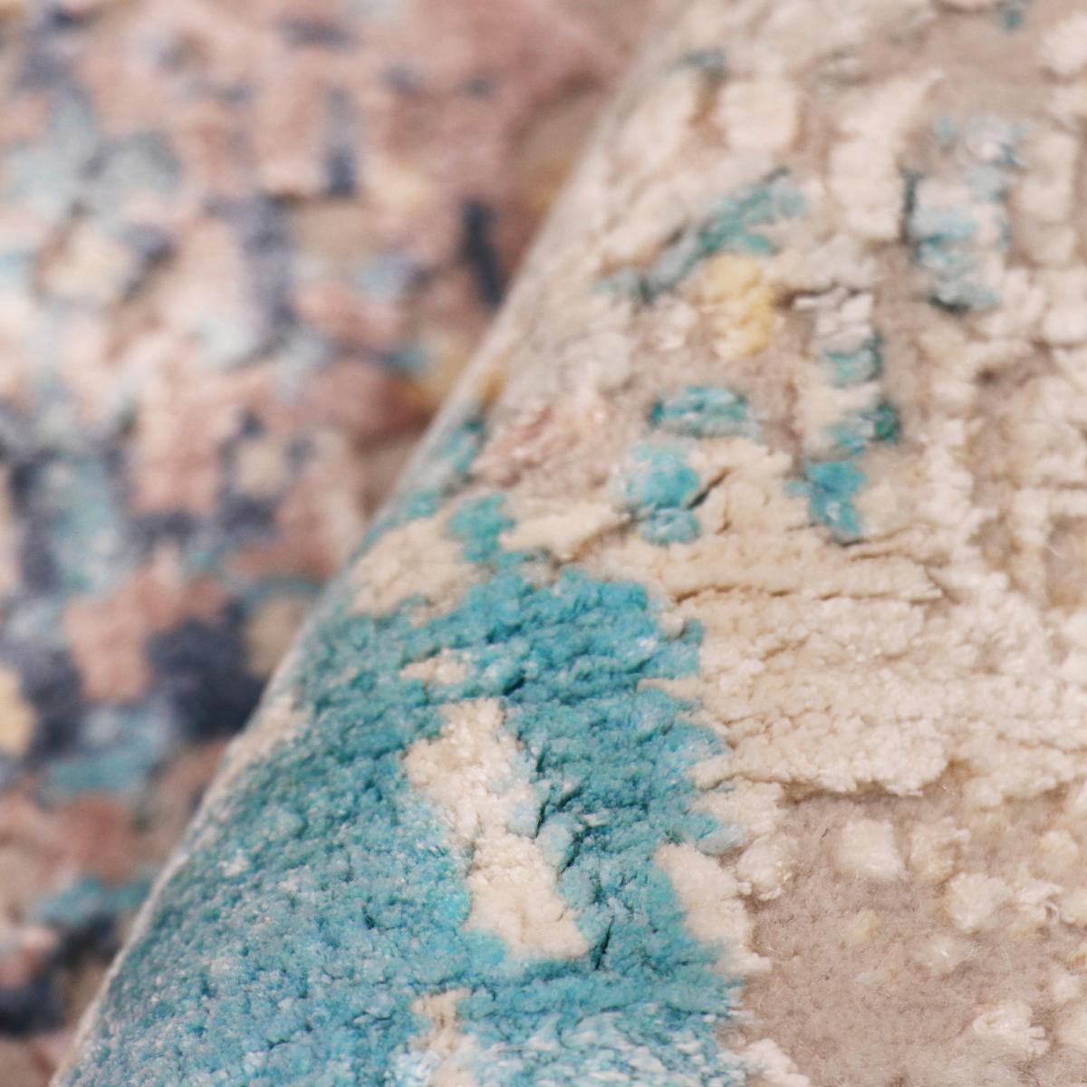 Modern Hand-Knotted Viscose Silk & Wool Area Rug