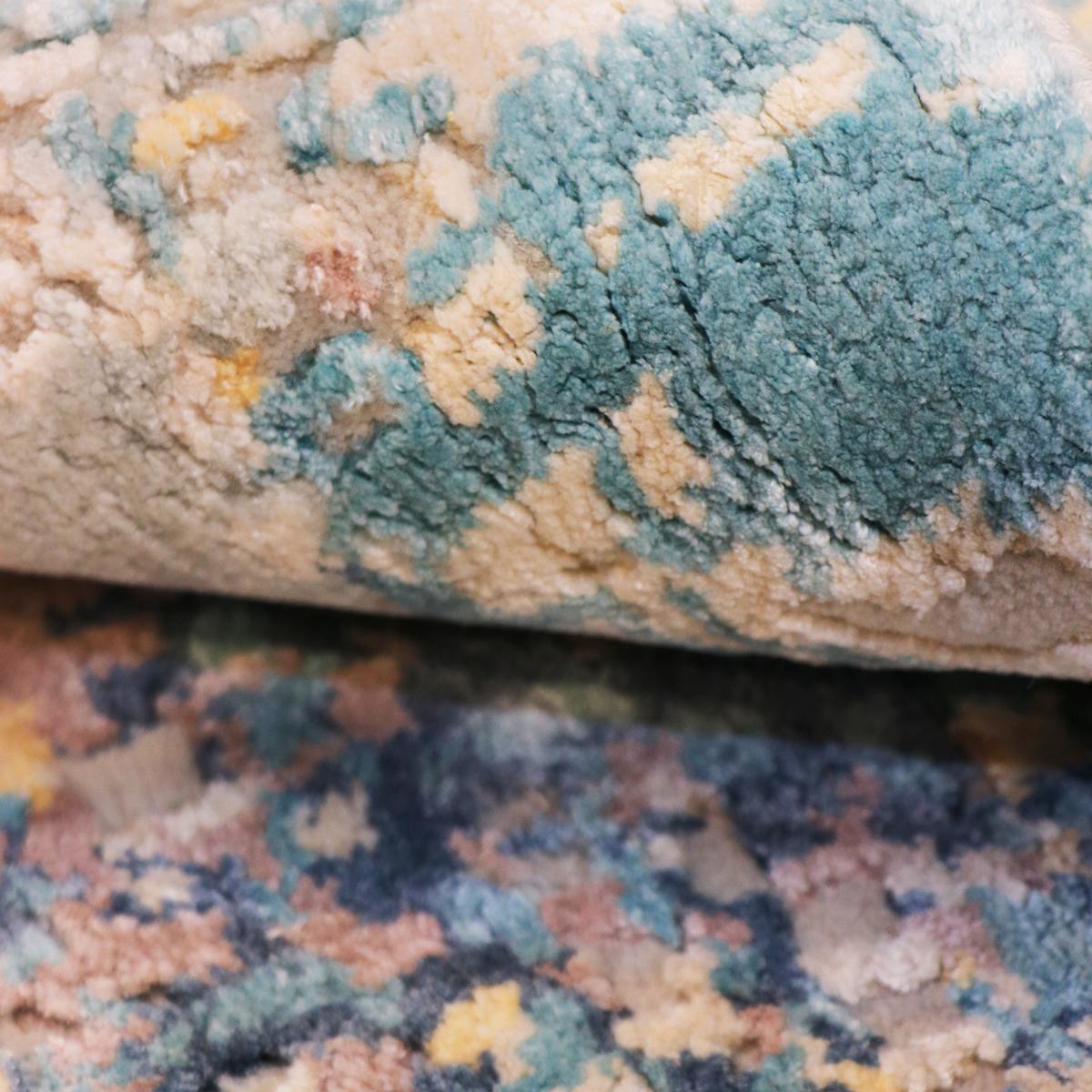 Modern Hand-Knotted Viscose Silk & Wool Area Rug