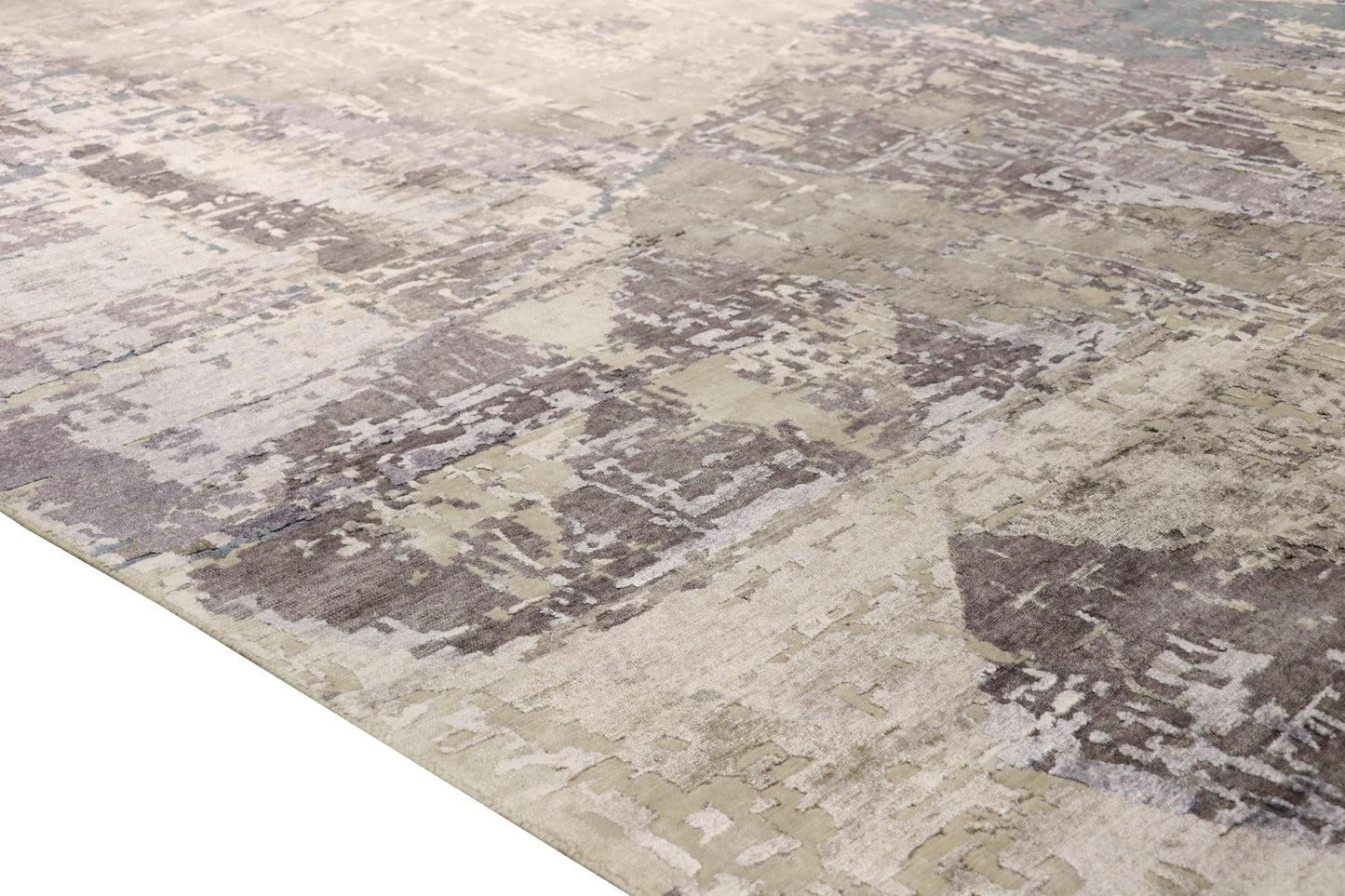 Modern Hand-Knotted Bamboo Silk & Wool Area Rug
