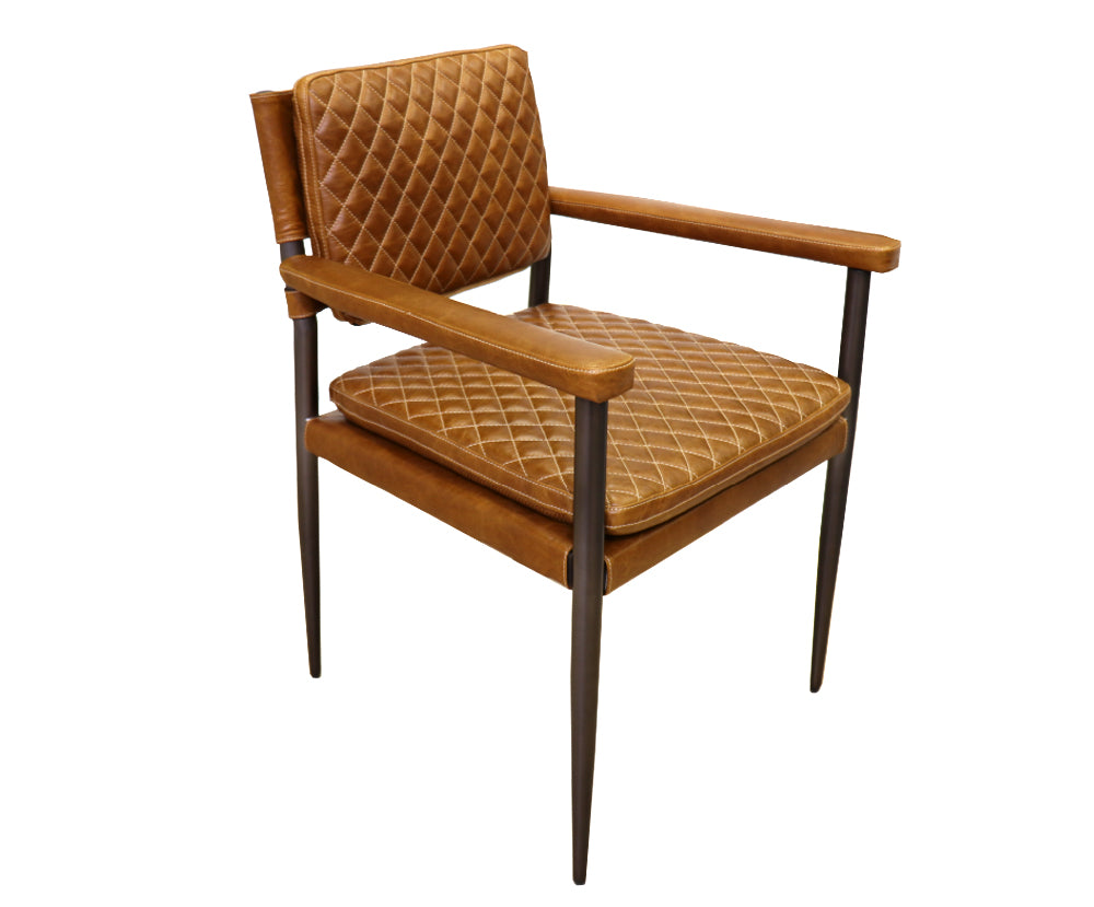 Capri Leather Chair with Armrests, Brown