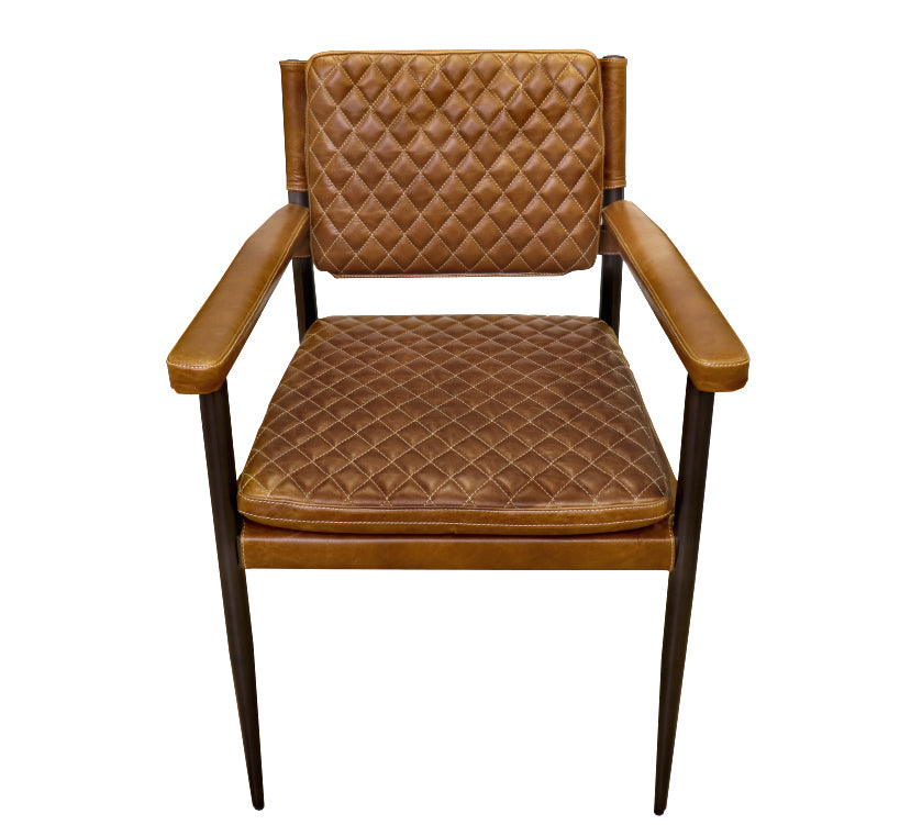 Capri Leather Chair with Armrests, Brown