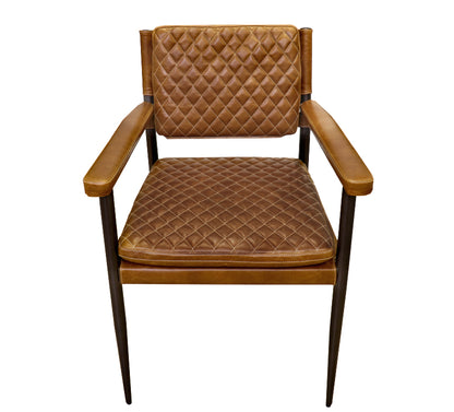 Capri Leather Chair with Armrests, Brown