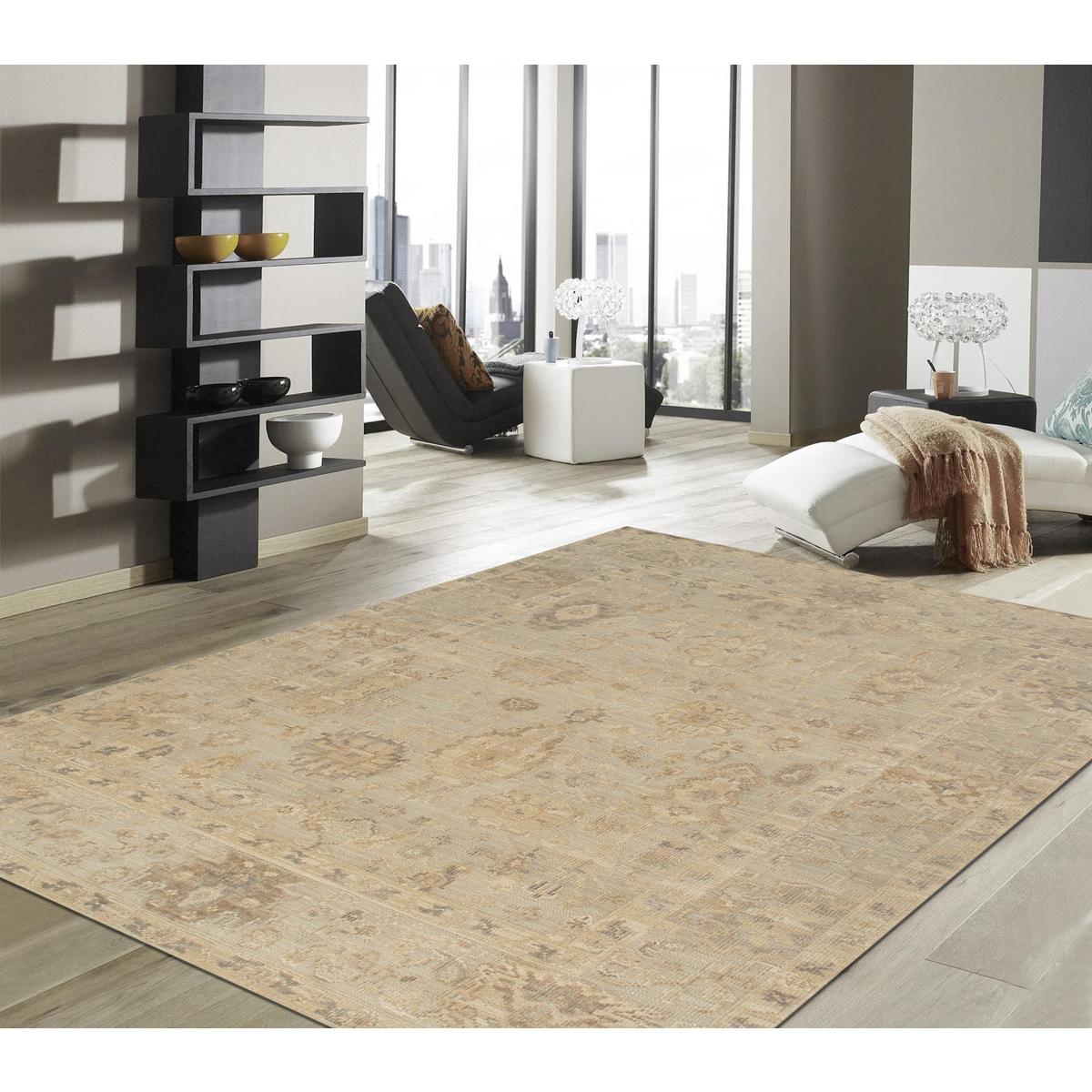 Oushak Hand-Knotted Blue Wool Area Rug