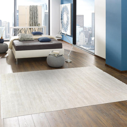 Transitional Hand-Knotted Bamboo Silk & Wool Area Rug