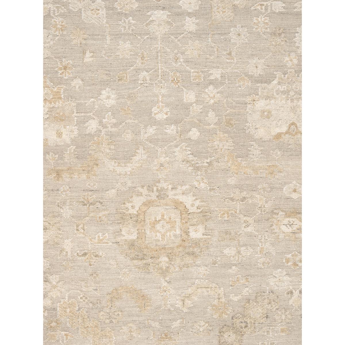 Oushak Hand-Knotted Silver/Beige Wool Area Rug