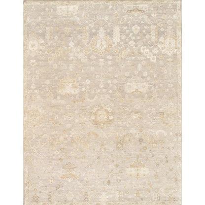 Oushak Hand-Knotted Silver/Beige Wool Area Rug