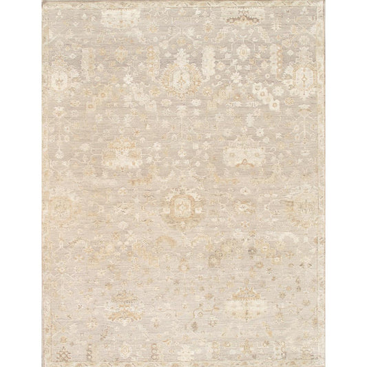 Oushak Hand-Knotted Silver/Beige Wool Area Rug