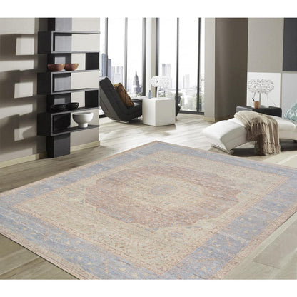 Oushak Rust/Light Blue Area Rug