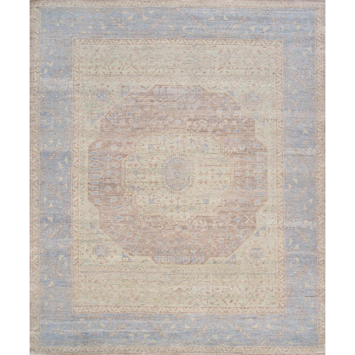 Oushak Rust/Light Blue Area Rug