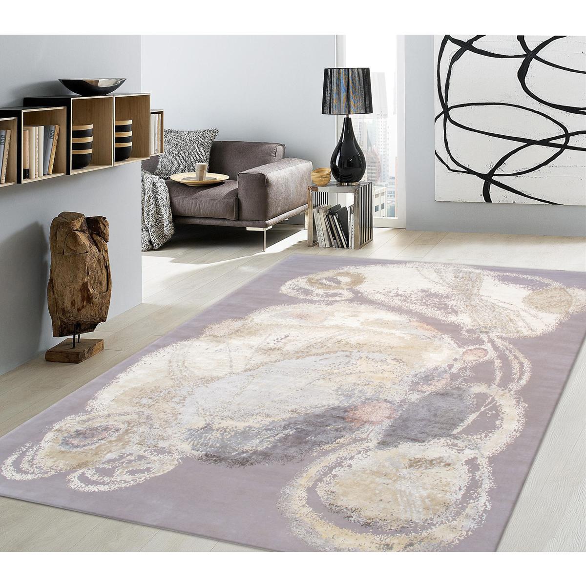 Modern Hand-Knotted Silk & Wool Area Rug