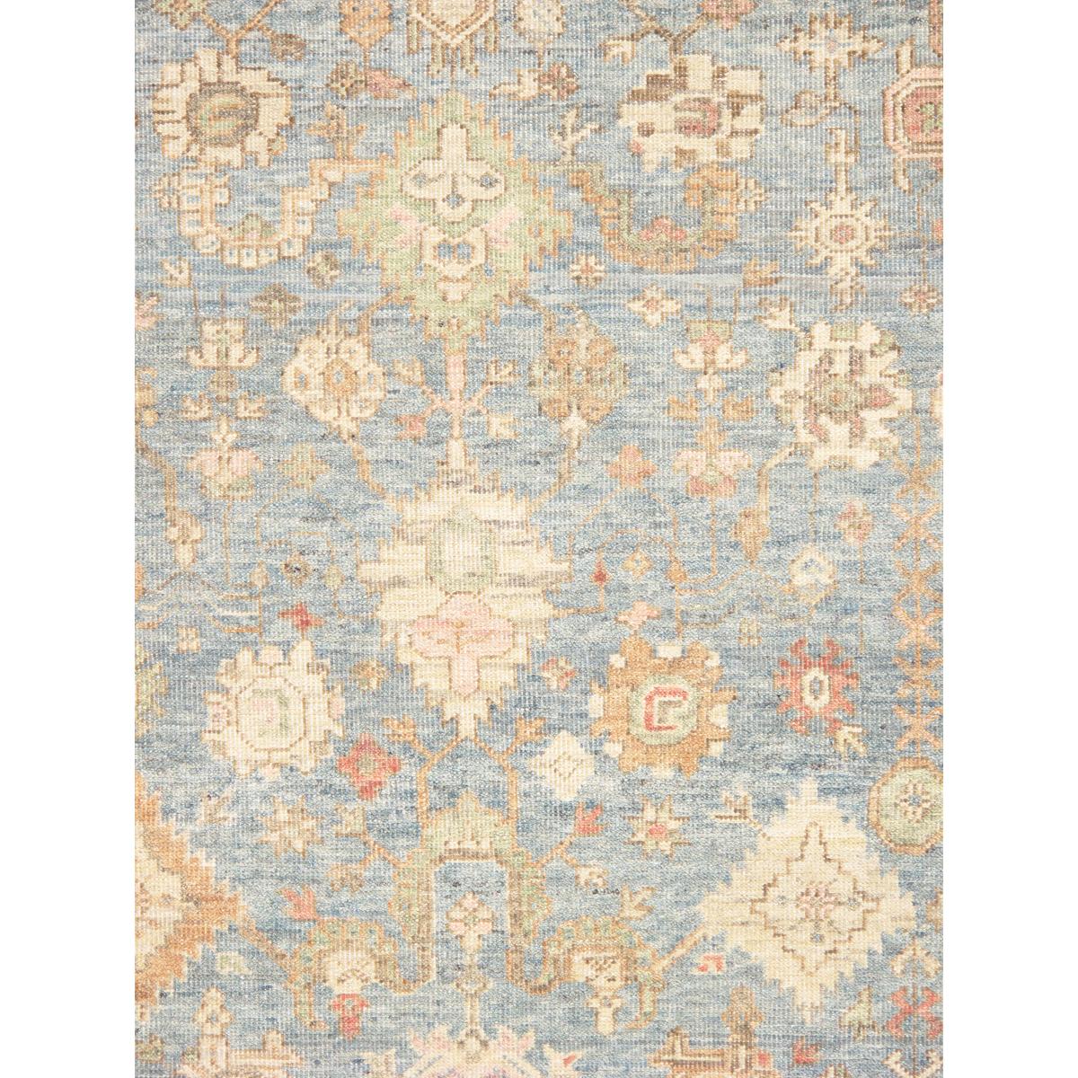 Oushak Hand-Knotted Light Blue Wool Area Rug